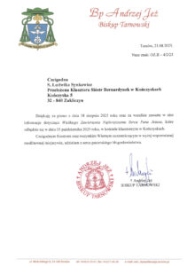 Błogosławieństwo Biskupa Tarnowskiego